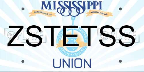 ZSTETSS Mississippi License Plate