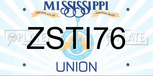 ZSTI76 Mississippi License Plate