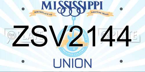 ZSV2144 Mississippi License Plate