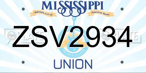 ZSV2934 Mississippi License Plate