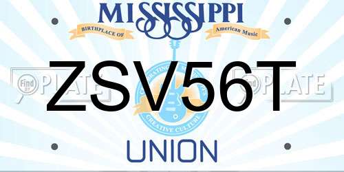 ZSV56T Mississippi License Plate