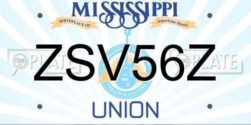 ZSV56Z Mississippi License Plate