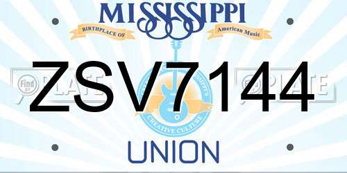 ZSV7144 Mississippi License Plate