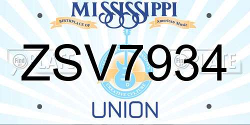 ZSV7934 Mississippi License Plate