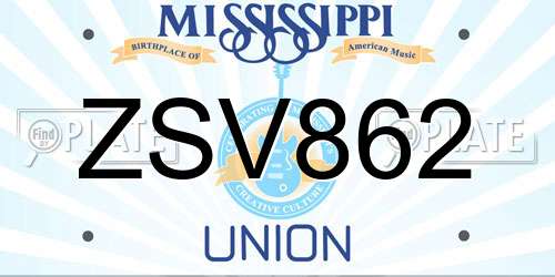 ZSV862 Mississippi License Plate