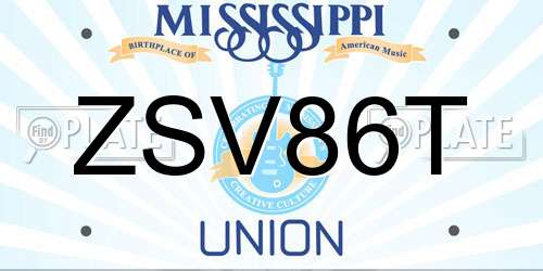 ZSV86T Mississippi License Plate