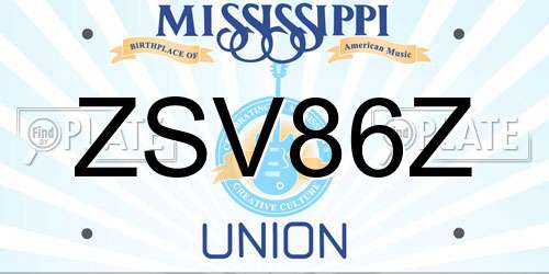 ZSV86Z Mississippi License Plate