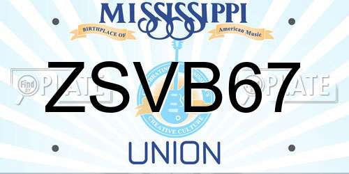 ZSVB67 Mississippi License Plate
