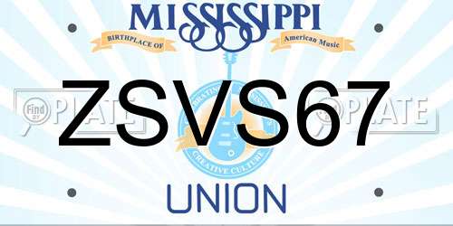 ZSVS67 Mississippi License Plate