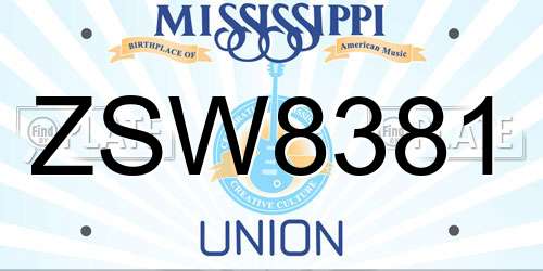 ZSW8381 Mississippi License Plate