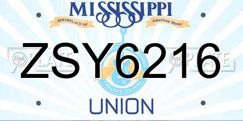 ZSY6216 Mississippi License Plate