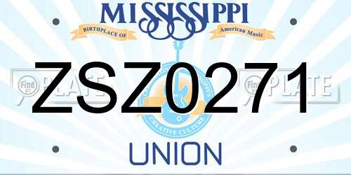 ZSZ0271 Mississippi License Plate