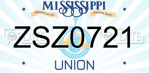 ZSZ0721 Mississippi License Plate