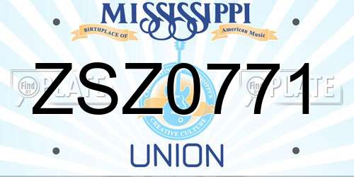 ZSZ0771 Mississippi License Plate