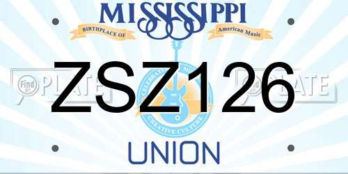ZSZ126 Mississippi License Plate