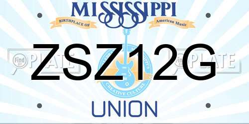 ZSZ12G Mississippi License Plate