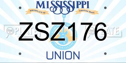 ZSZ176 Mississippi License Plate