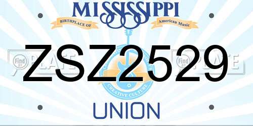ZSZ2529 Mississippi License Plate