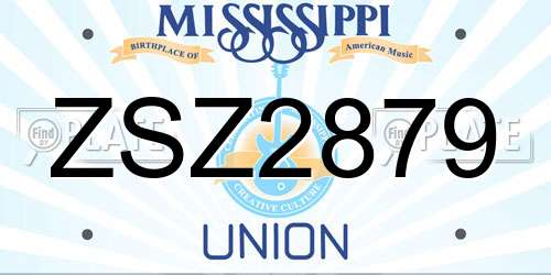 ZSZ2879 Mississippi License Plate