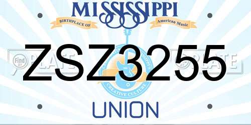 ZSZ3255 Mississippi License Plate