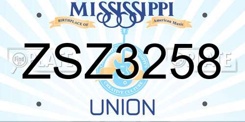 ZSZ3258 Mississippi License Plate