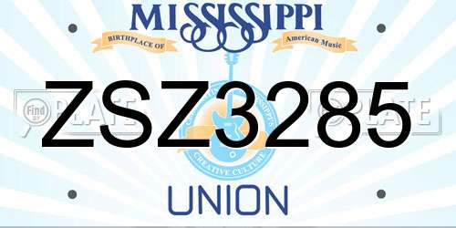 ZSZ3285 Mississippi License Plate