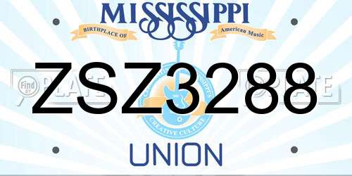 ZSZ3288 Mississippi License Plate