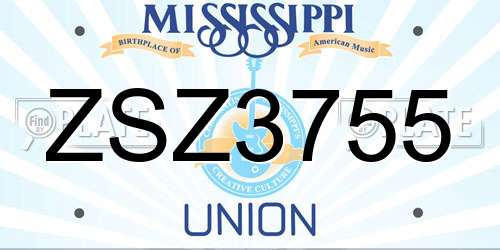ZSZ3755 Mississippi License Plate