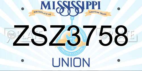 ZSZ3758 Mississippi License Plate