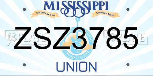 ZSZ3785 Mississippi License Plate