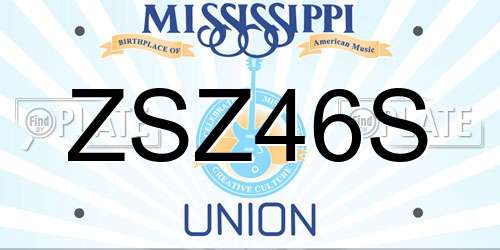 ZSZ46S Mississippi License Plate