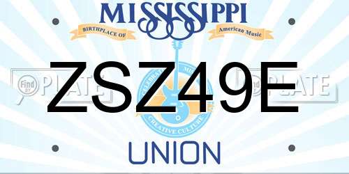 ZSZ49E Mississippi License Plate