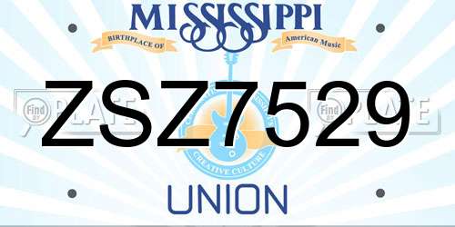 ZSZ7529 Mississippi License Plate