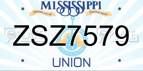 ZSZ7579 Mississippi License Plate