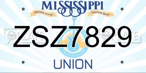 ZSZ7829 Mississippi License Plate