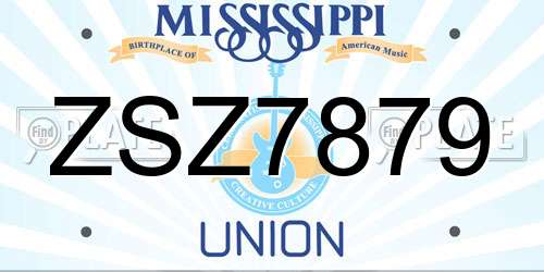 ZSZ7879 Mississippi License Plate