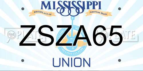 ZSZA65 Mississippi License Plate