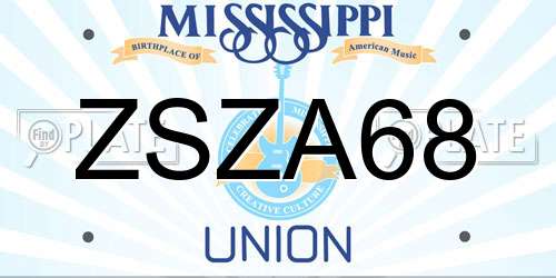 ZSZA68 Mississippi License Plate
