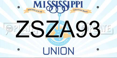 ZSZA93 Mississippi License Plate