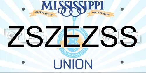 ZSZEZSS Mississippi License Plate