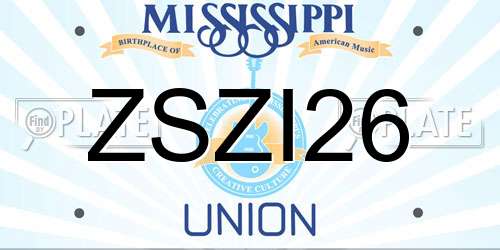 ZSZI26 Mississippi License Plate