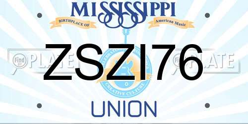 ZSZI76 Mississippi License Plate