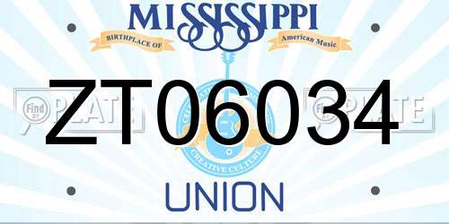ZT06034 Mississippi License Plate