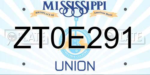 ZT0E291 Mississippi License Plate