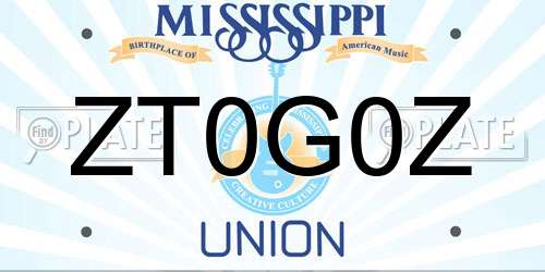 ZT0G0Z Mississippi License Plate
