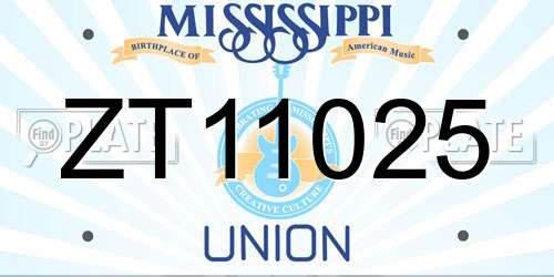 ZT11025 Mississippi License Plate