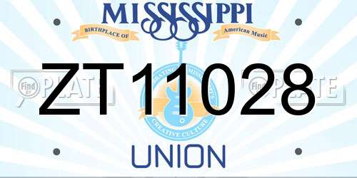 ZT11028 Mississippi License Plate