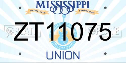 ZT11075 Mississippi License Plate