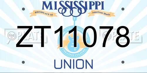 ZT11078 Mississippi License Plate