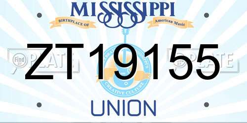 ZT19155 Mississippi License Plate